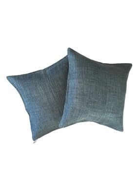 Pottery Barn Blue Linen Pillow Cover 24” Square - Set of 2